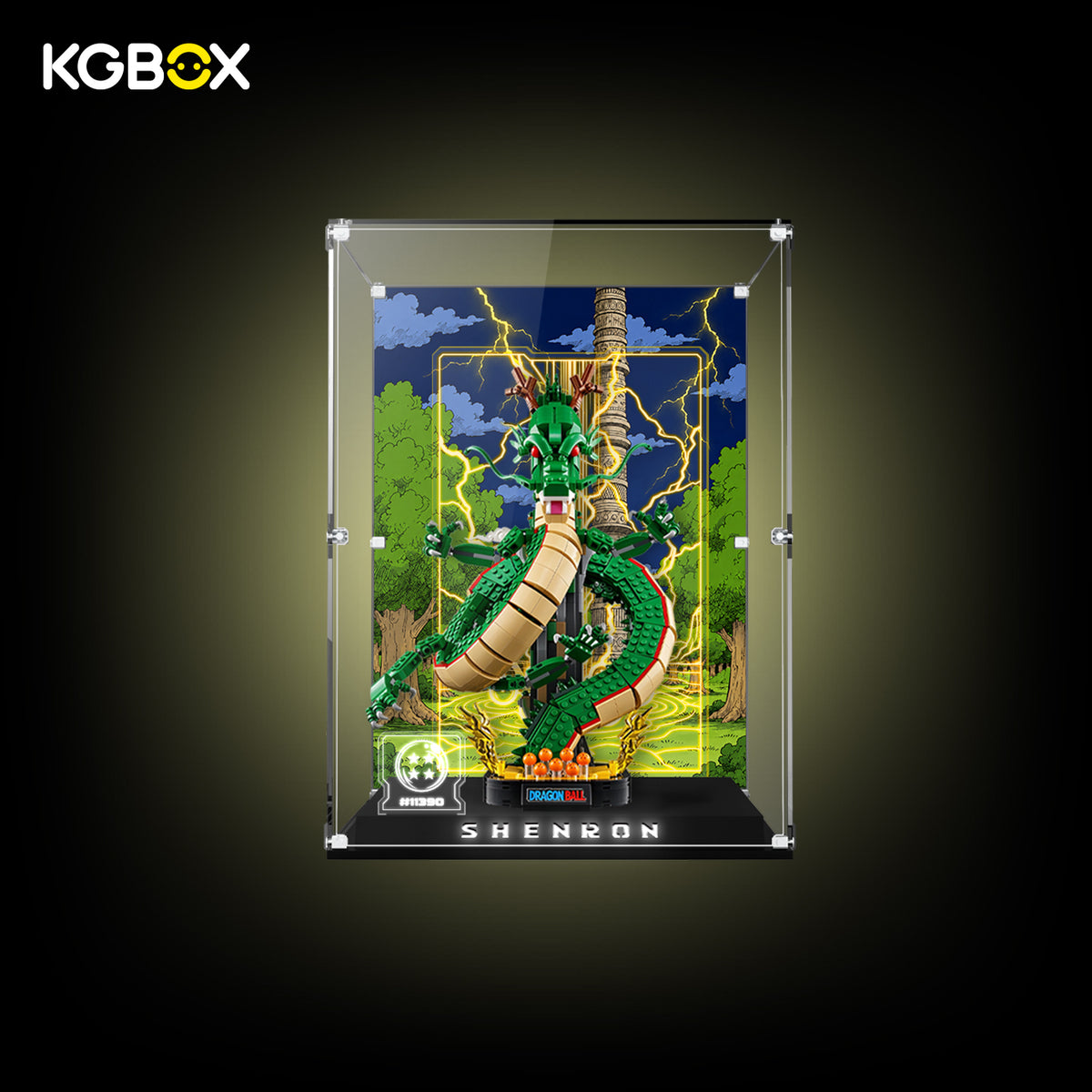 LEGO 11390 Dragon Ball Shenron collector display case, front view – KGBOX
