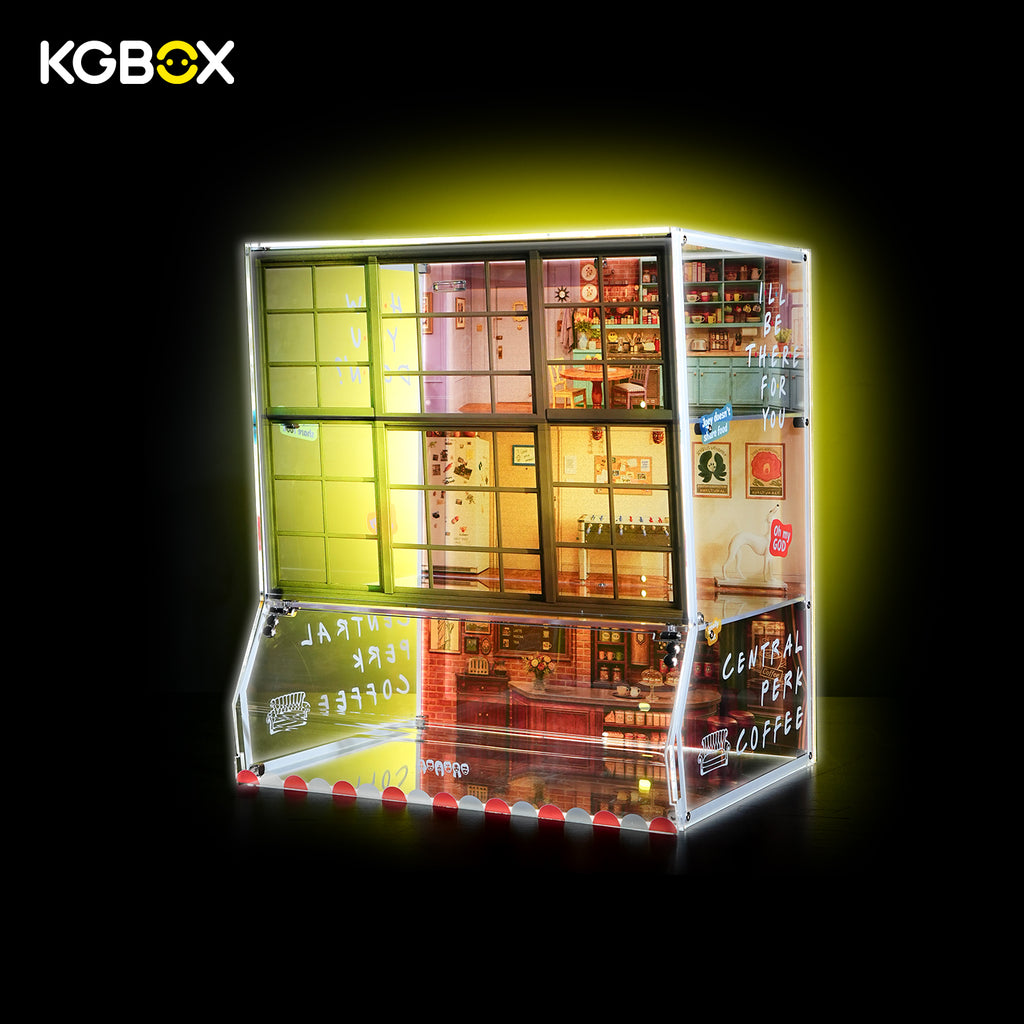 LEGO 21319 Central Perk 10292 The Friends Apartments LED display case, shown empty – KGBOX