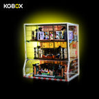LEGO 21319 Central Perk 10292 The Friends Apartments LED display case, close right-side view – KGBOX