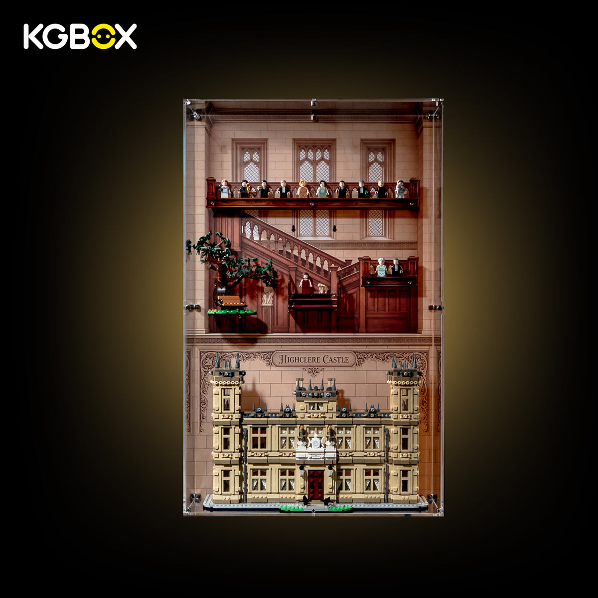 LEGO 21373 Downton Abbey collector display case with minifigures, lights off – KGBOX