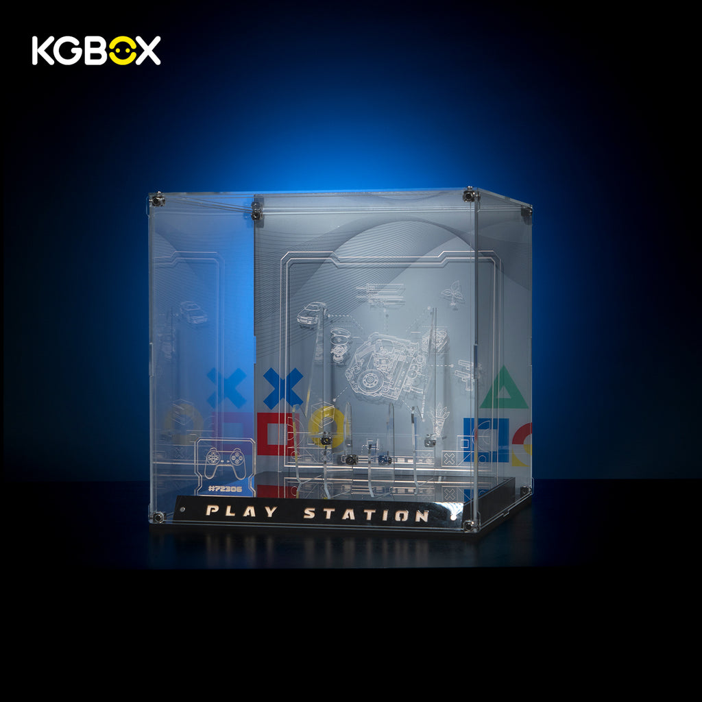 LEGO 72306 PlayStation collector empty lit cube display case side view – KGBOX