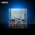 LEGO 72306 PlayStation collector lit display case front view with glowing PLAY STATION base – KGBOX