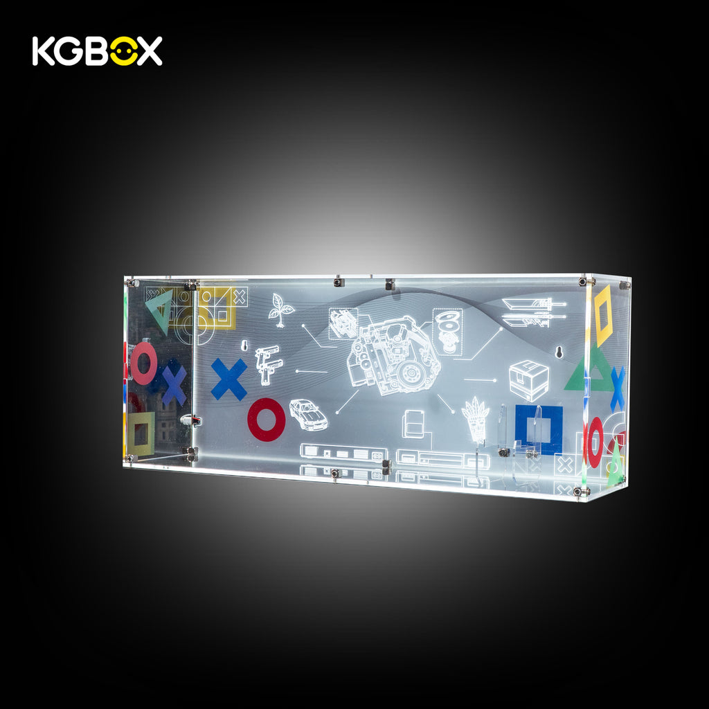 LEGO 72306 PlayStation slim backlit empty display case side view – KGBOX