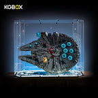 LEGO 75192 Millennium Falcon in KGBOX gem display case with remote light kit, front view – KGBOX