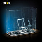 LEGO 75192 Millennium Falcon gem display case, empty three-quarter side view with internal stand – KGBOX