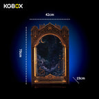 KGBOX Collector display case dimensions 42 x 70 x 19 cm (16.5 x 27.6 x 7.5 in) – arch-shaped, UV-printed front and back