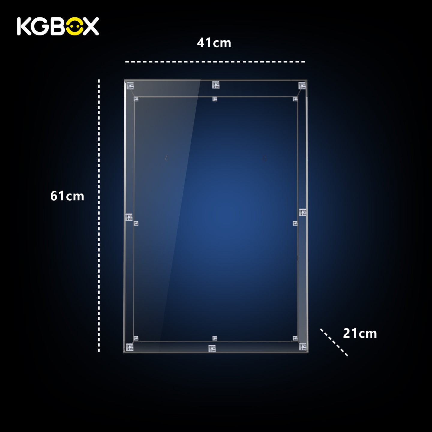 KGBOX Thickened 5mm display case dimensions 41 x 61 x 21 cm (16.1 x 24.0 x 8.3 in) – transparent 5mm acrylic case