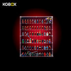 KGBOX display case for LEGO Marvel minifigures with build - front view