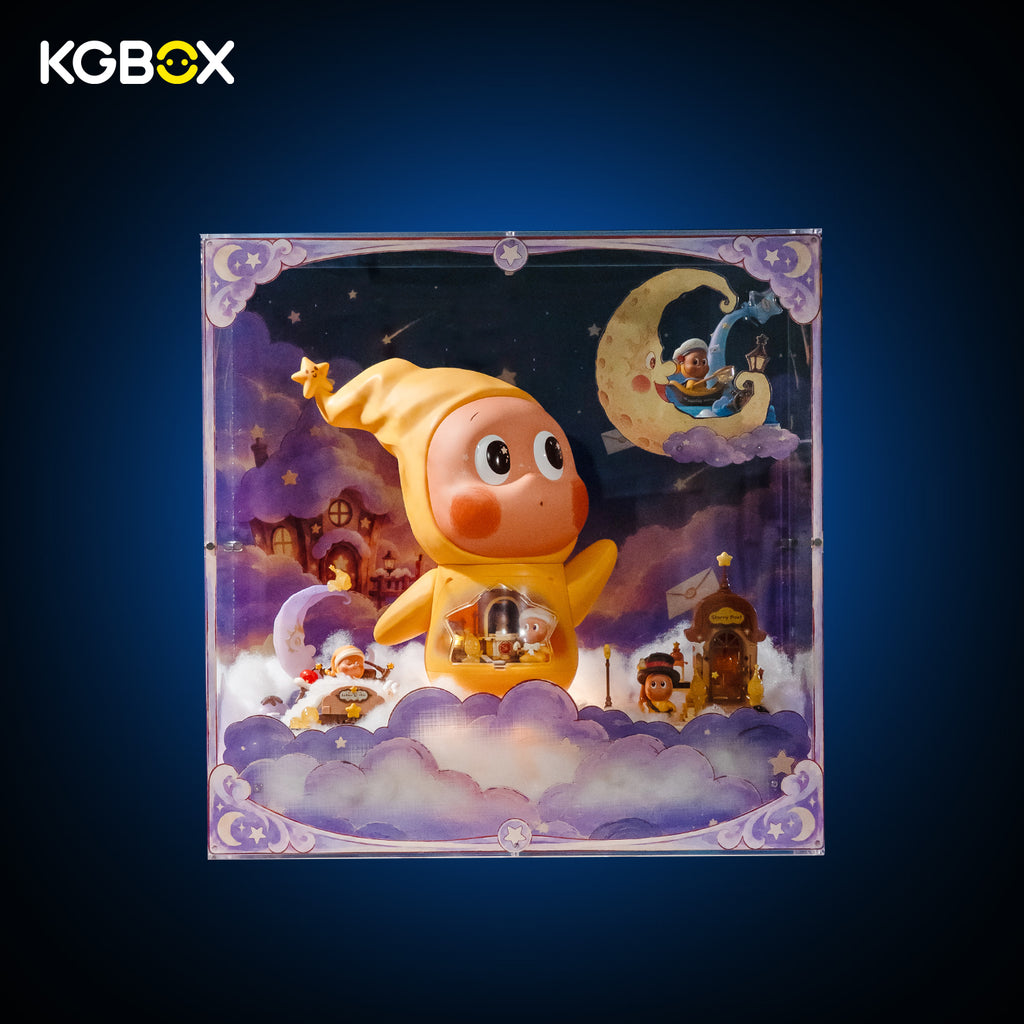 POP MART Twinkle Twinkle Star Post Office figure in KGBOX display case, front view – KGBOX