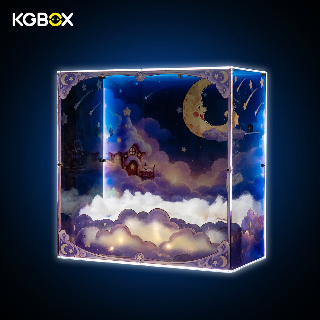 POP MART Twinkle Twinkle Star Post Office LED display case, empty side view – KGBOX