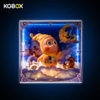 POP MART Twinkle Twinkle Star Post Office figure in KGBOX LED display case, lit front view – KGBOX