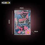 KGBOX SKULLPANDA Off Mode plush display case size diagram – 14 x 21 x 14 cm, door-opening, 5-side UV printed scene