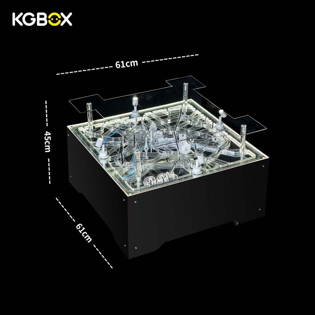 Official dimension size chart of KGBOX Paris city LED display base compatible with LEGO 10307 Eiffel Tower