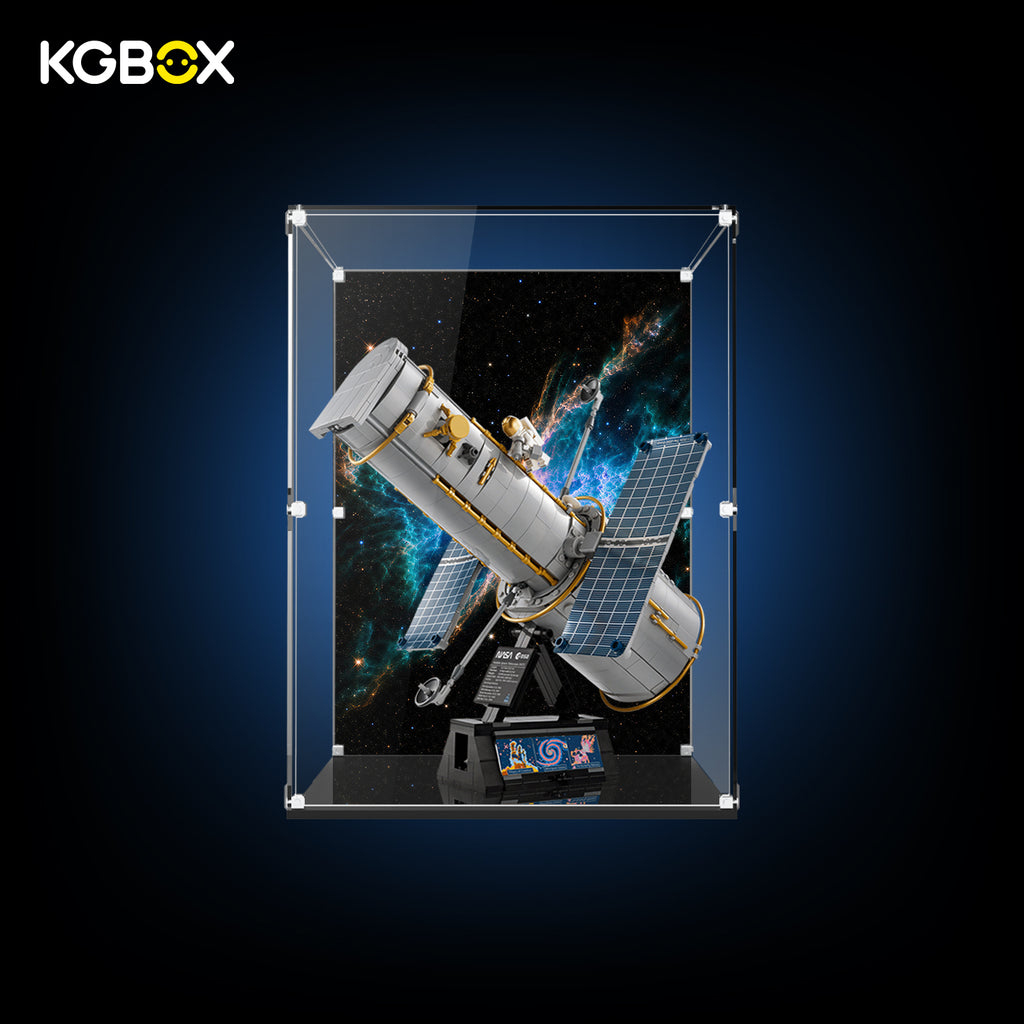 KGBOX Standard Thickened display case with LEGO 11382 Hubble Space Telescope