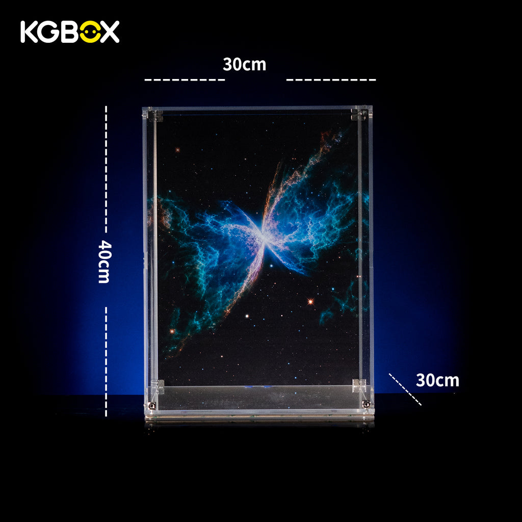 Official dimension size chart of KGBOX Standard Thickened display case for LEGO 11382 Hubble Space Telescope