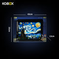Dimension size chart for KGBOX display case compatible with LEGO 21333 Vincent van Gogh The Starry Night