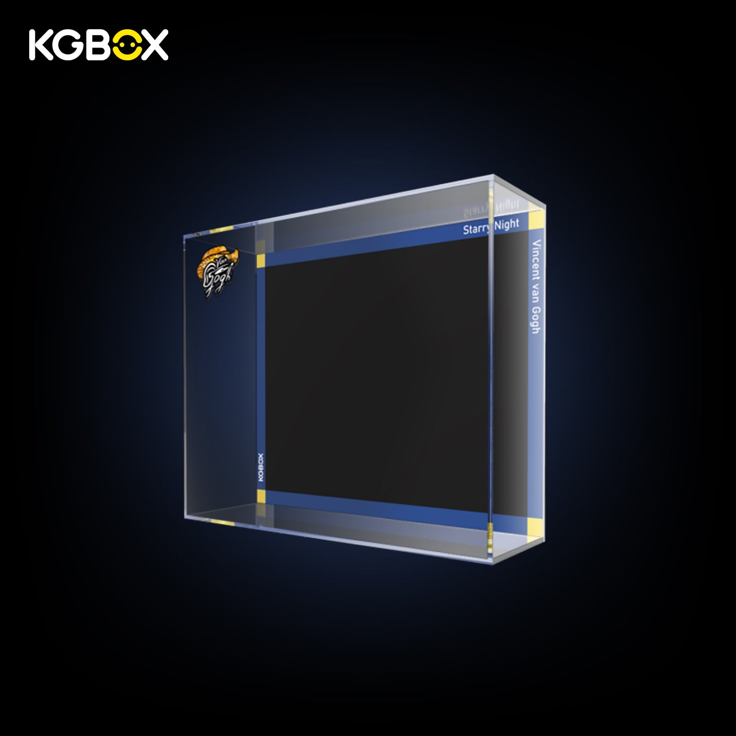 Empty one‑piece acrylic display case for LEGO 21333 Starry Night, uv printed backplate, no lego model included