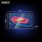 Official dimension size chart for KGBOX wall‑mount display frame fitting LEGO 31212 The Milky Way Galaxy, width height depth measurements