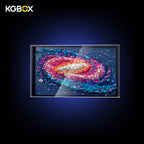 KGBOX wall mount acrylic display frame with LEGO 31212 The Milky Way Galaxy wall art, front view