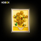 KGBOX one‑piece thickened display case for LEGO 31215 Vincent van Gogh Sunflowers, 5mm acrylic wall mount, simple transparent style
