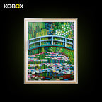 KGBOX one‑piece thickened display case for LEGO 31220 Claude Monet Bridge over a Pond of Water Lilies, 5mm acrylic wall mount, simple transparent style