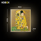 Dimension size chart for KGBOX display case compatible with LEGO 31221 Gustav Klimt The Kiss
