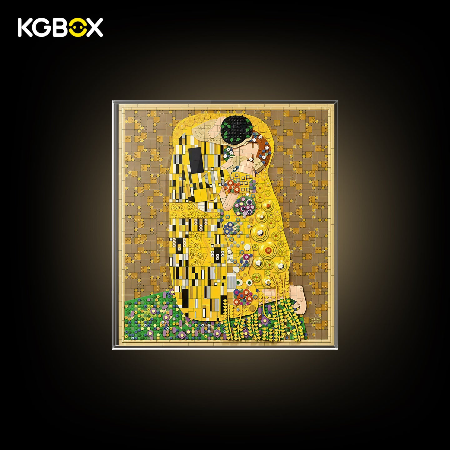 KGBOX one‑piece thickened display case for LEGO 31221 Gustav Klimt The Kiss, 5mm acrylic wall mount, simple transparent style