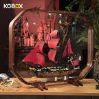 ompatibility reference chart, KGBOX solid wood display case fits LEGO 4195 pirate ship models