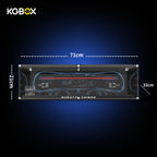 Official dimension size chart for KGBOX collector display case fitting LEGO 42083 Bugatti Chiron, full length width height measurements