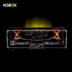 Premium KGBOX display case for LEGO 42172 McLaren P1, front view with LED lights on