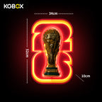 Official dimension size chart for wall-mount LED acrylic display stand fitting LEGO 43020 4000351 FIFA World Cup Trophy, full length width depth measurements
