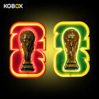 KGBOX wall-mounted LED display stand for LEGO 43020 4000351 FIFA World Cup Trophy, 4mm high-transparency acrylic, built-in full LED strips, exclusive trophy-shaped UV printed backplate 