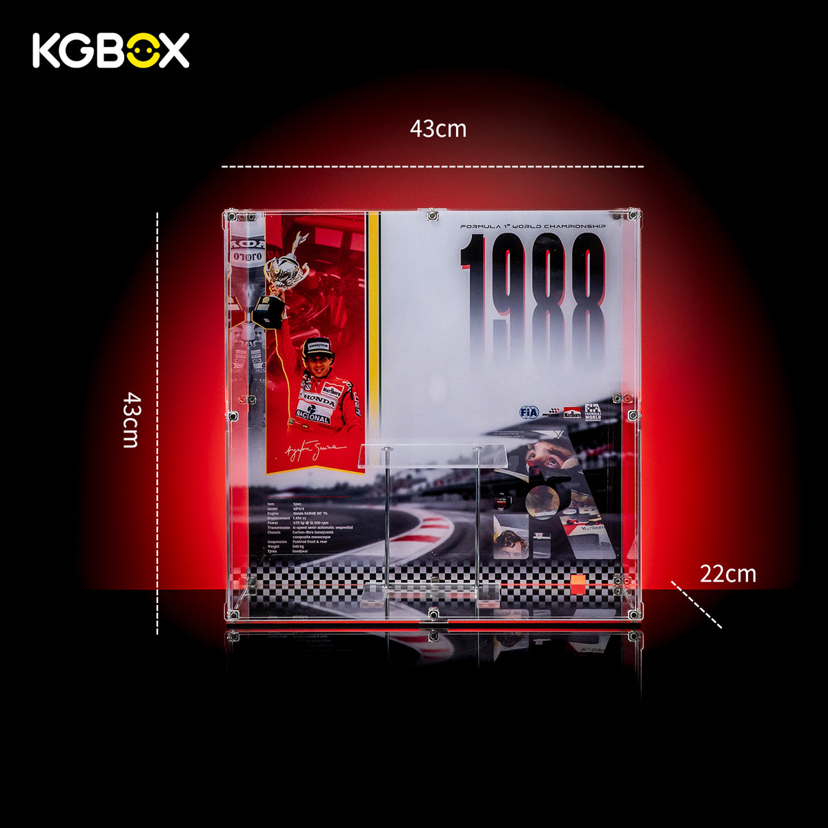LEGO 43024 Ayrton Senna Helmet display case, dimension guide – KGBOX