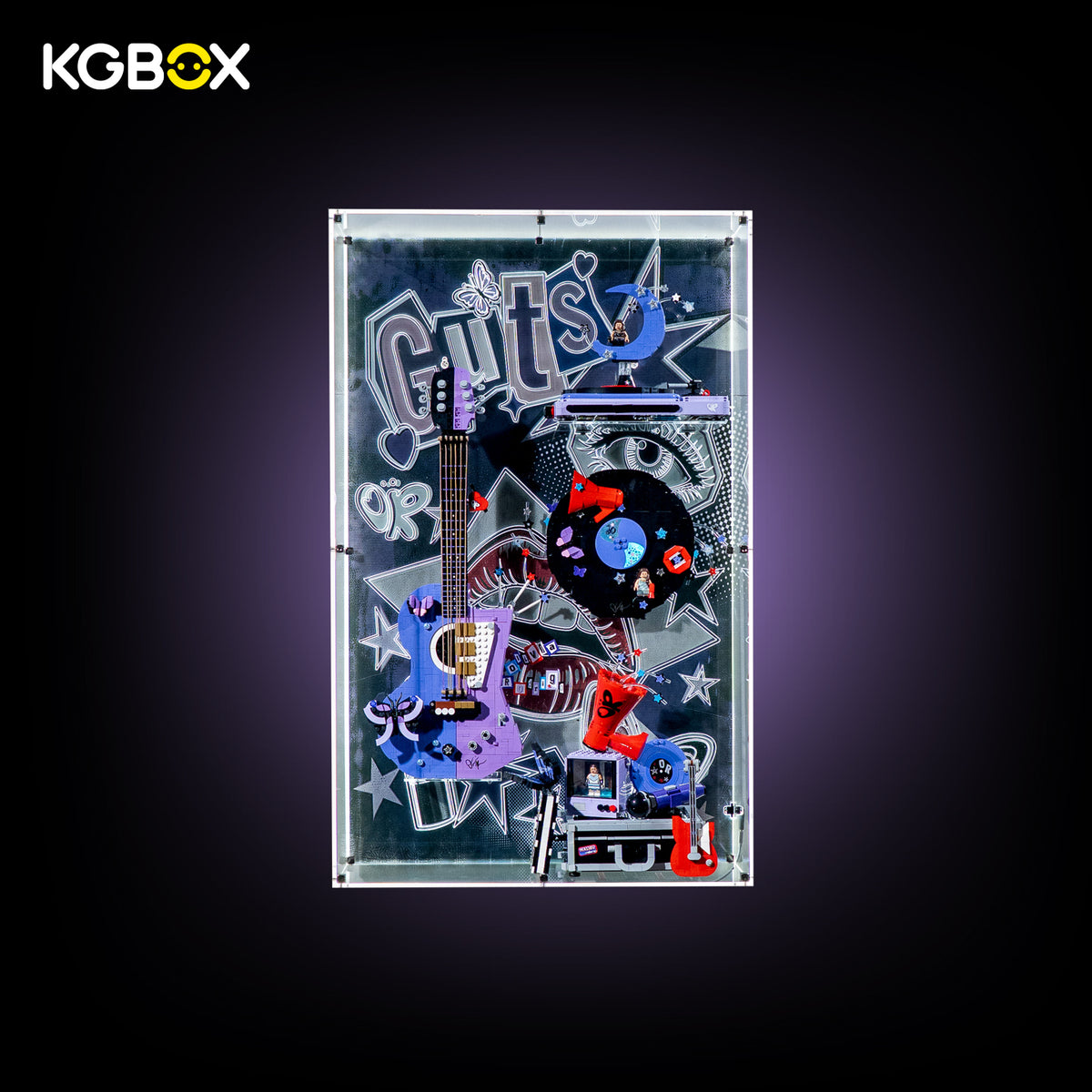 KGBOX 4‑in‑One 5mm thick display case for LEGO 43028 43029 43030 43031, laser‑engraved & UV printed backplate, LED light, magnetic door wall‑mountable