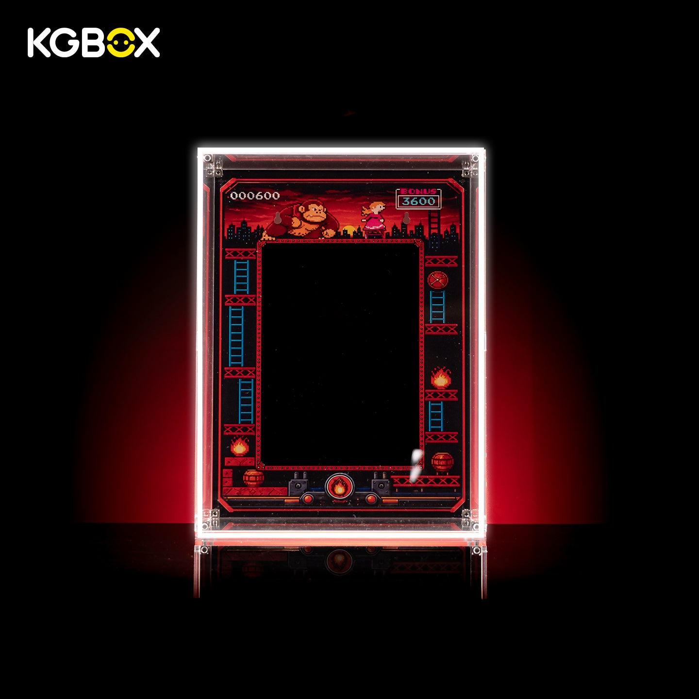 Empty LED back‑lit modular spliced acrylic case for LEGO 72051 Donkey Kong Arcade