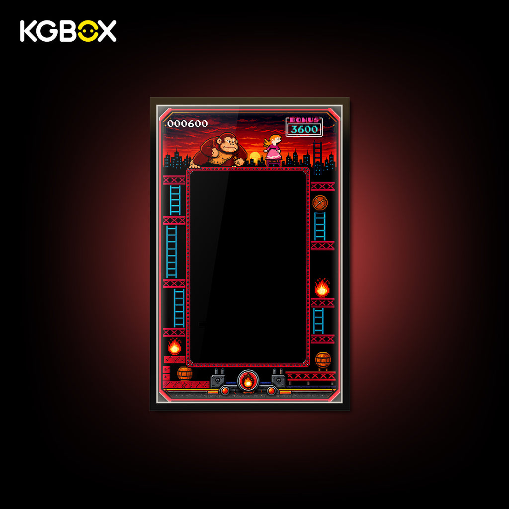 Empty KGBOX led lighted wall display frame custom made for LEGO 72051 Donkey Kong Arcade