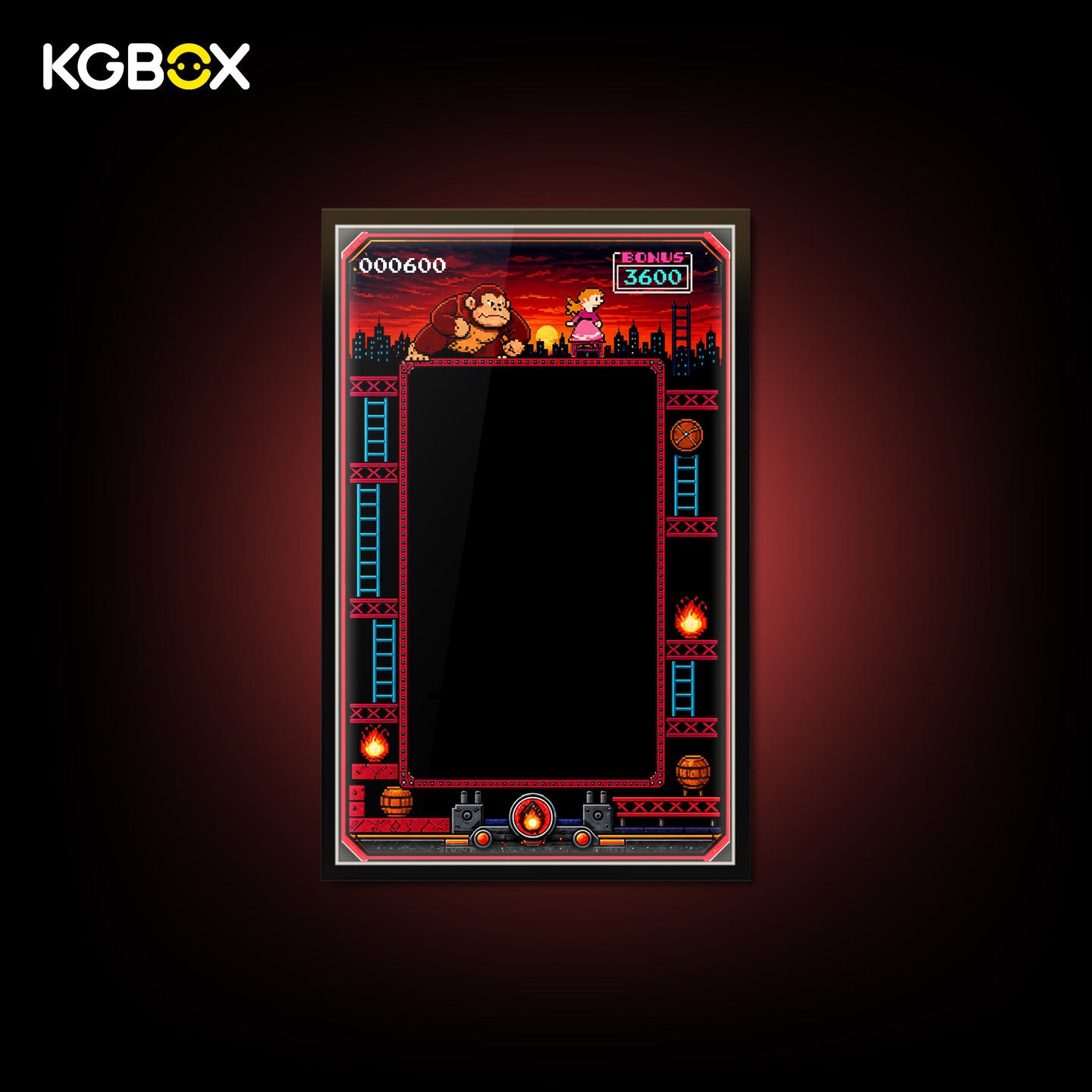 Empty KGBOX led lighted wall display frame custom made for LEGO 72051 Donkey Kong Arcade