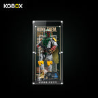 KGBOX Premium Modular Collector Edition modular‑spliced display case with LED for LEGO 75455 Boba Fett, front view with minifigure