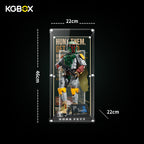 Official dimension size chart for KGBOX modular display case fitting LEGO 75455 Boba Fett, length width height measurements