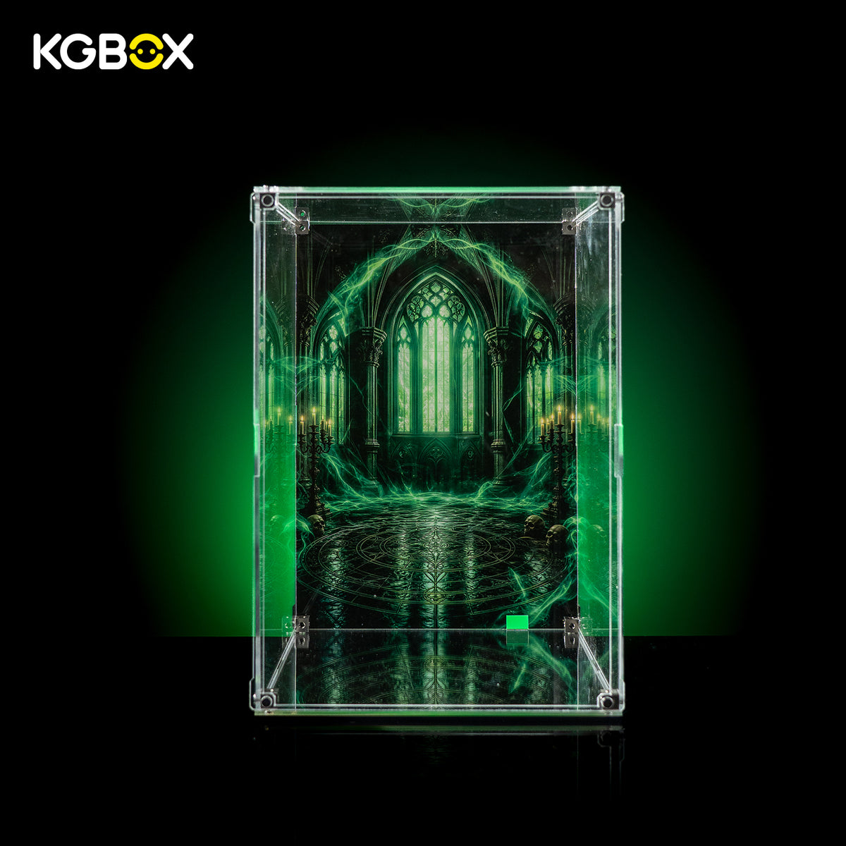 Empty Standard Assembly‑Kit showcase for LEGO76345 Doctor Doom Bust, acrylic assembly‑kit, no lighting, model not included