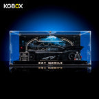 KGBOX Collector Edition display case for LEGO 76355 Batman Returns Batmobile, with model installed, LED lighting, engraved nameplate, laser‑etched insert