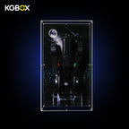 Back‑lit Reinforced Edition display case for LEGO76355 Batmobile, wall‑mountable, optional light‑panel kit,Batmissile transformation modes installed