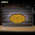 Empty KGBOX standard full‑3mm wall hanging acrylic showcase for LEGO76330 Batman logo and 124 Batman minifigures, front main view