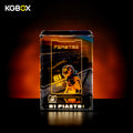Empty KGBOX Premium Collector Modular Edition showcase with LED lighting, nameplate and laser‑etched insert, UV backplate & mirror base, no LEGO helmet