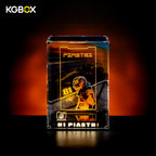 Empty KGBOX Premium Collector Modular Edition showcase with LED lighting, nameplate and laser‑etched insert, UV backplate & mirror base, no LEGO helmet
