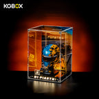 Side profile of KGBOX Premium Collector Modular Edition lit display case for LEGO 43017 Oscar Piastri McLaren Helmet