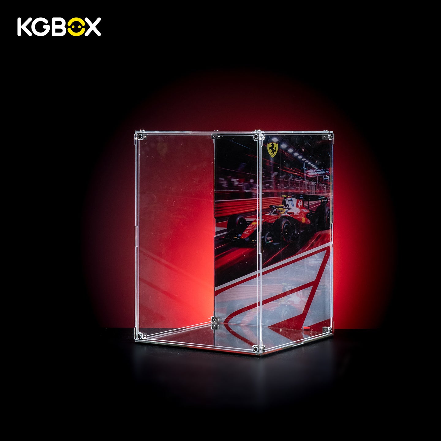 Empty KGBOX Modular Assembly Edition acrylic showcase for LEGO 43022 Lewis Hamilton Ferrari Helmet, no model included