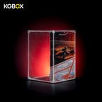 Empty KGBOX Modular Assembly Edition acrylic showcase for LEGO43023 Lando Norris McLaren Helmet, UV‑printed backplate, mirror bottom, no helmet included