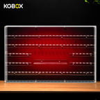 Empty KGBOX LED wall‑mount showcase with 5mm upgraded outer frame, full‑frame LED glow, no LEGO minifigures or logo included