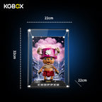 Size dimension chart and assembly reference for KGBOX display case for LEGO 75643 Tony Tony Chopper